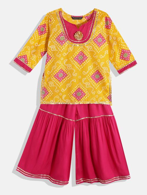girls bandhani kurta sharara set - 18518653 - Very Small Image - 1