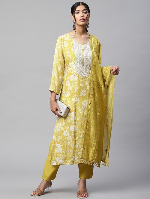 floral kurta pant set with dupatta - 18518892 - Very Small Image - 1