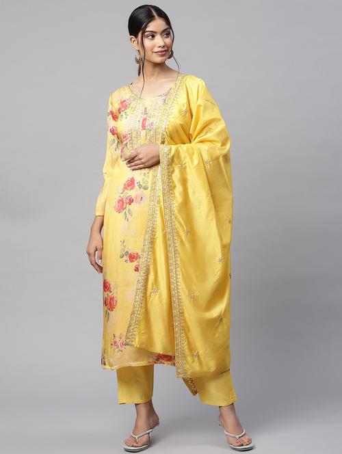 floral kurta pant set with dupatta - 18518903 - Very Small Image - 1
