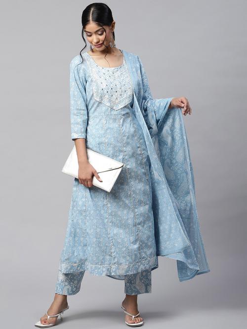 floral kurta pant set with dupatta - 18518906 - Very Small Image - 1