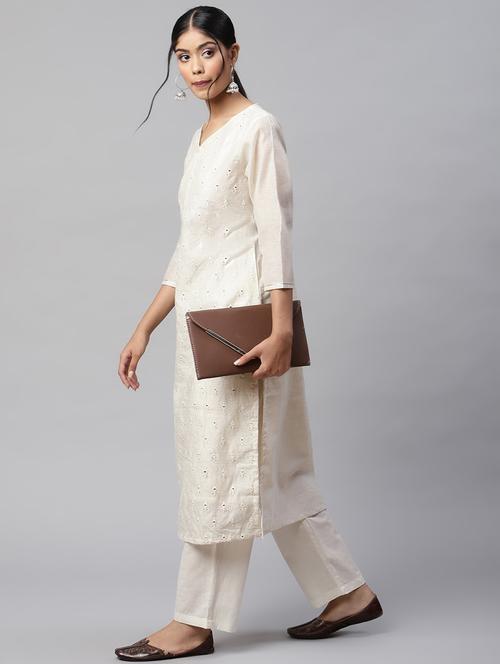 embroidered kurta palazzo set - 18518917 - Very Small Image - 1