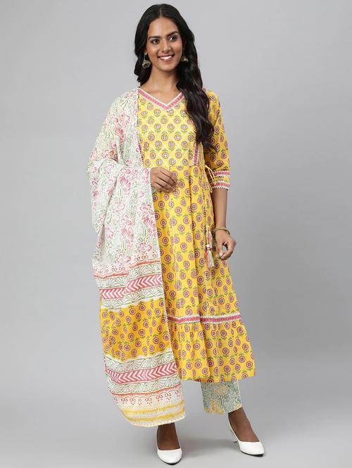printed kurta pant set with dupatta - 18518923 - Very Small Image - 1