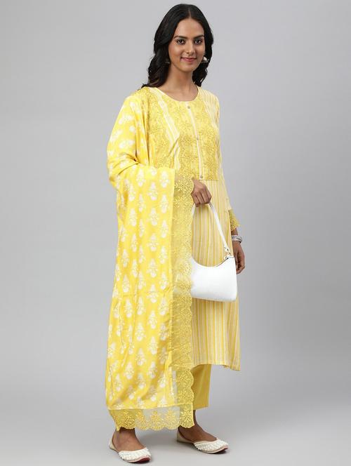 striped kurta palazzo set with dupatta - 18518936 - Very Small Image - 1