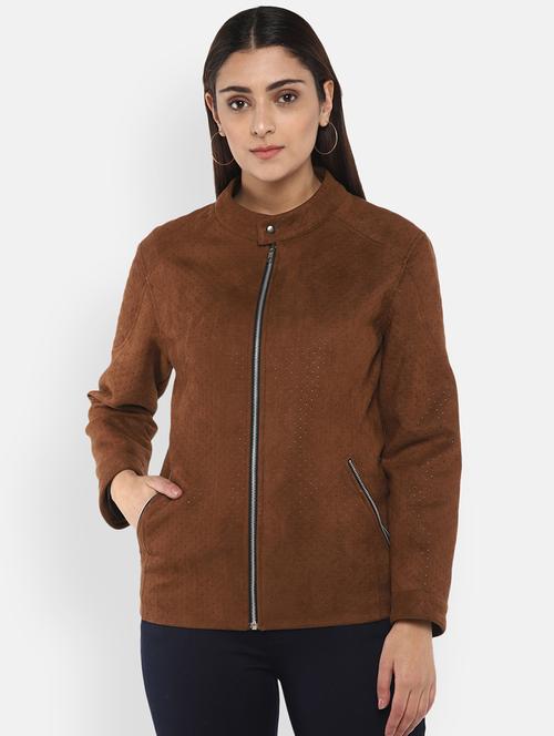 self design leatherette jacket - 18519201 - Very Small Image - 1