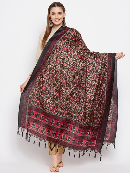 black silk blend dupatta - 18519277 - Very Small Image - 1