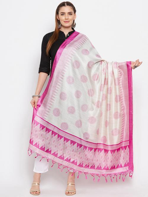 pink silk blend dupatta - 18519287 - Very Small Image - 1