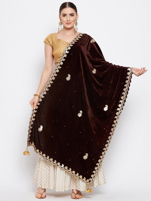gotta patti velvet dupatta - 18519311 - Very Small Image - 1