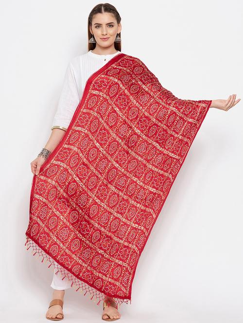 red silk blend dupatta - 18519317 - Very Small Image - 1