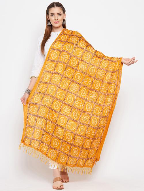 yellow silk blend dupatta - 18519322 - Very Small Image - 1