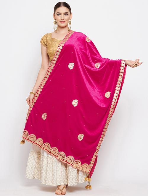 gotta patti velvet dupatta - 18519329 - Very Small Image - 1