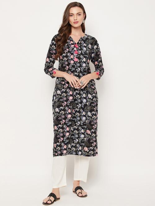floral straight kurta - 18519398 - Very Small Image - 1