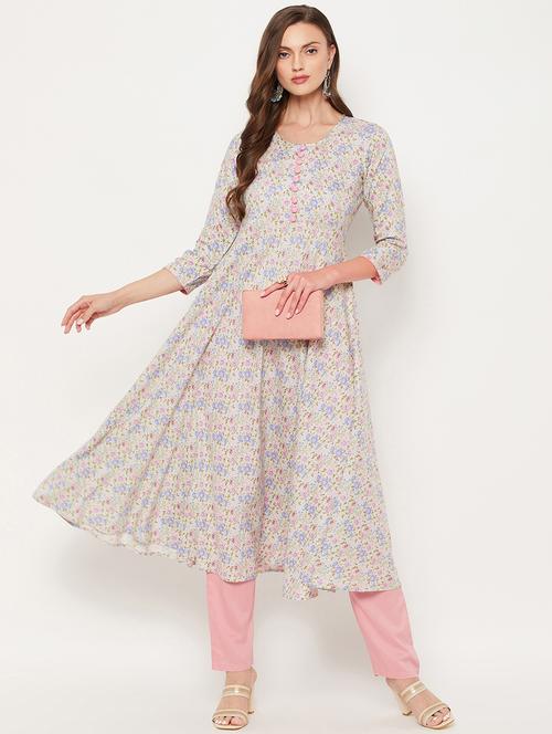 floral print flared kurta - 18519402 - Very Small Image - 1