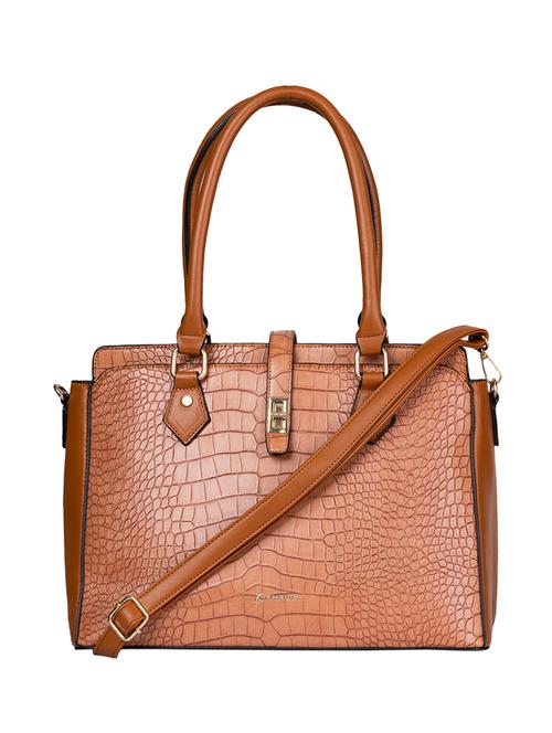 tan textured regular handbag - 18519596 - Very Small Image - 1