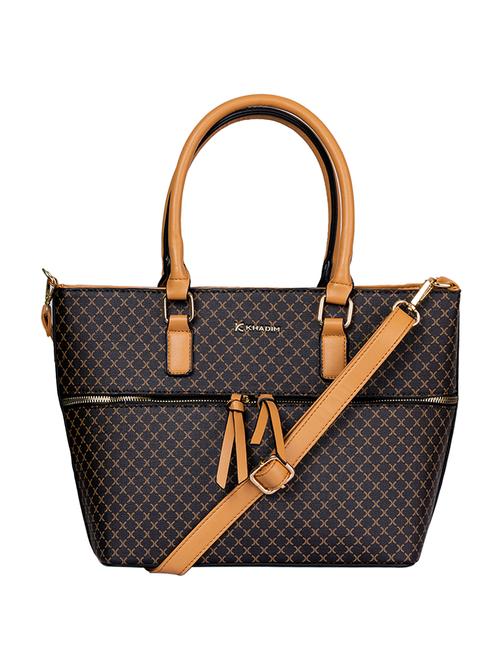 brown printed regular handbag - 18519606 - Very Small Image - 1