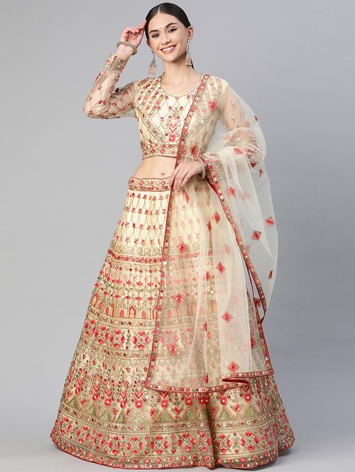 embroidered semi-stitched lehenga choli with dupatta - 18519652 - Very Small Image - 1
