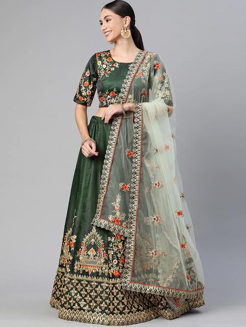embroidered semi-stitched lehenga choli with dupatta - 18519658 - Very Small Image - 1