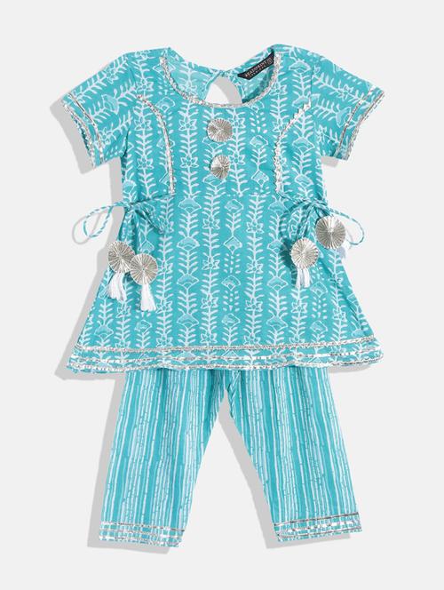 girls floral kurta pant set - 18519698 - Very Small Image - 1
