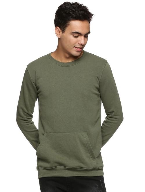 olive green solid sweatshirt - 18519778 - Very Small Image - 1