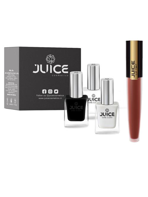 juice nail paint dove - 2 rich black - 49 cotton white - 50, & liptint buttered rum m-72 pack of 4 - 18519798 - Very Small Image - 1
