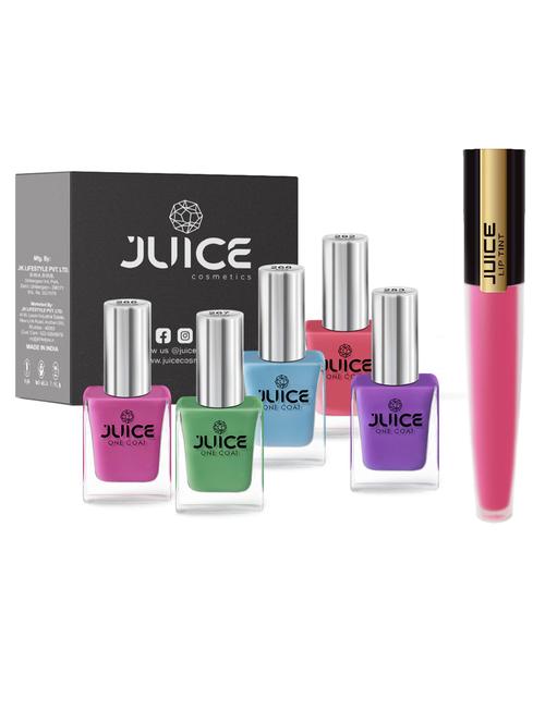 juice nail paint pickle green-267 sky blue-268 french purple-283 coral sunset-292 amaranth pink-266, & liptint madison m-86 - 18519806 - Very Small Image - 1