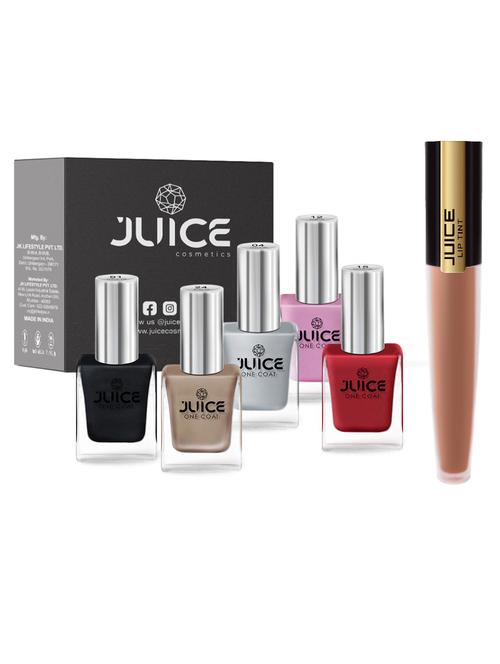 juice nail paint liquid silver-04 pink-12 tickle me pink-15 sweet orange-24 charcoal star-91, & liptint brown treasure m-71 - 18519807 - Very Small Image - 1