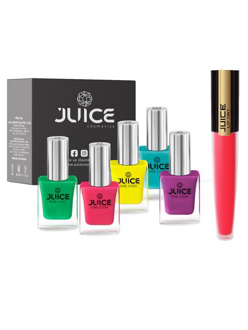 juice nail paint fuchsia purple-30 yellow-40 pink bubbles-70 light pine green-72 robin blue-282, & liptint bling pink m-03 - 18519808 - Very Small Image - 1