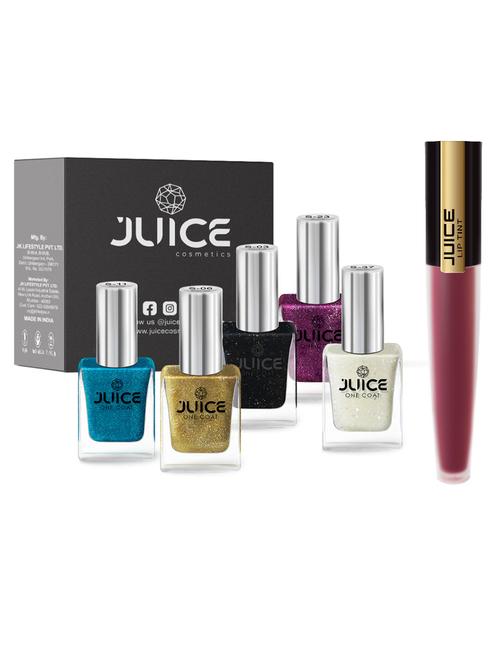 juice nail paint pearly black-s03 metallic gold-s06 aqua marin-s11 red violet-s23 milky way-s37, & liptint burgundy blush m-44 - 18519813 - Very Small Image - 1