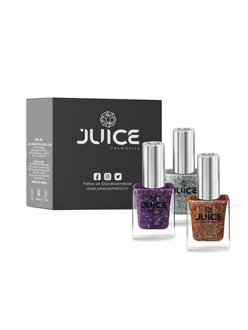 juice nail polish pack of 3 purple diva - s18 hot silver – s26 silverish gold - s28 shimmer combo_10 - 18519869 - Very Small Image - 1