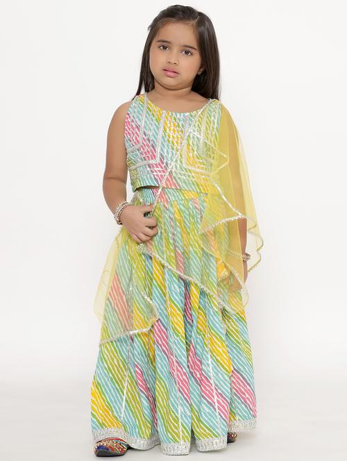girls gota work lehnga choli with dupatta - 18519900 - Very Small Image - 1
