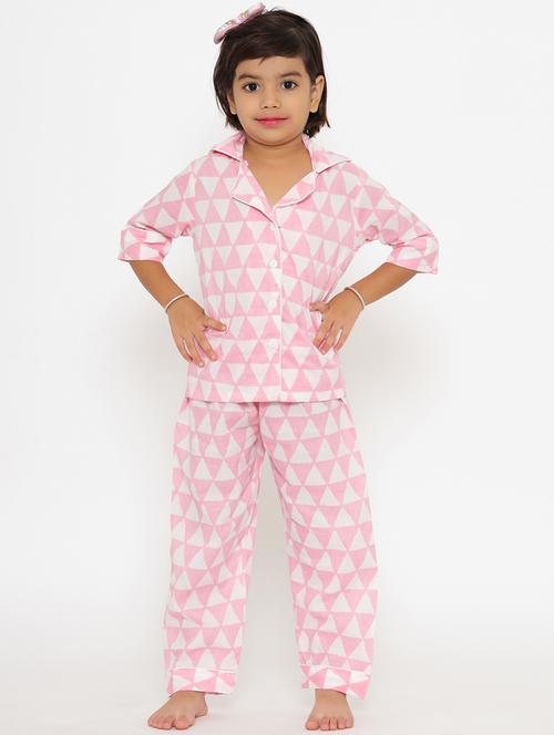 girls printed nightwear pyjama set - 18520030 - Very Small Image - 1
