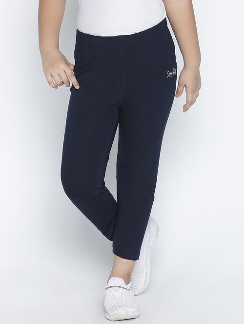 girls navy blue solid legging - 18520124 - Very Small Image - 1