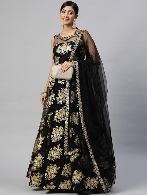 sequined unstitched lehenga choli with dupatta - 18520200 - Very Small Image - 1