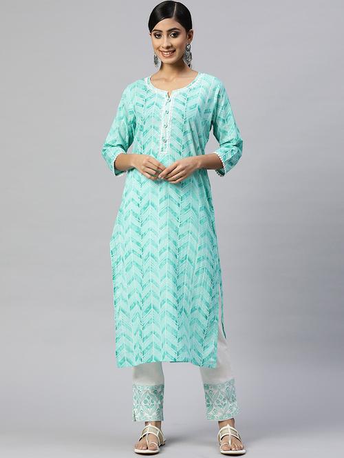 chevron kurta pant set - 18520291 - Very Small Image - 1