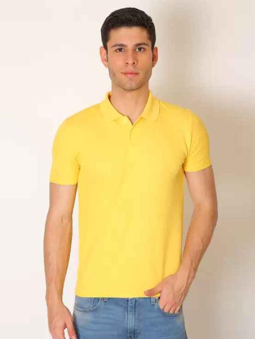 yellow solid polo t-shirt - 18520340 - Very Small Image - 1