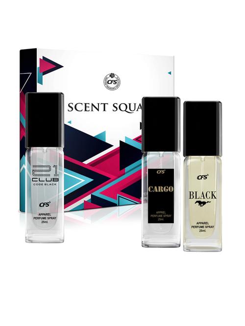 cfs scent squad collection men perfume giftset cfs black, 21 club code black, cargo black 25ml each - 18522460 - Very Small Image - 1