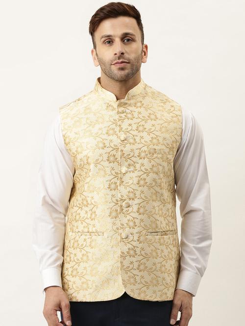 ethnic motif self designed bandhgala nehru jacket - 18522489 - Very Small Image - 1