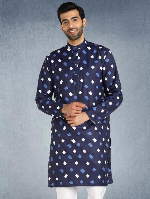 navy blue printed long kurta - 18522500 - Very Small Image - 1