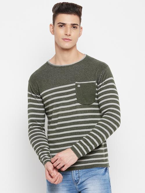 olive green striped pullover - 18522534 - Very Small Image - 1