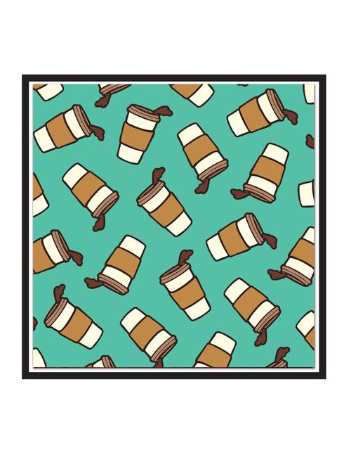 coffee-cups-pattern-on-green paper poster / sticker paper print (12 inch x 12 inch, rolled) - 18522789 - Very Small Image - 1