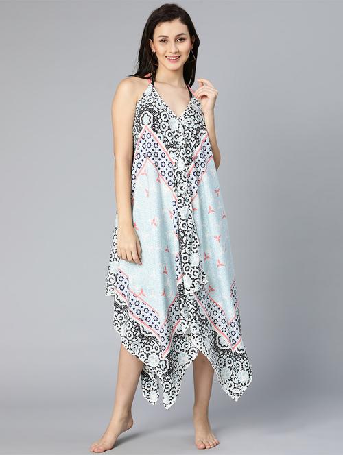 halter neck printed asymmetric dress - 18523627 - Very Small Image - 1