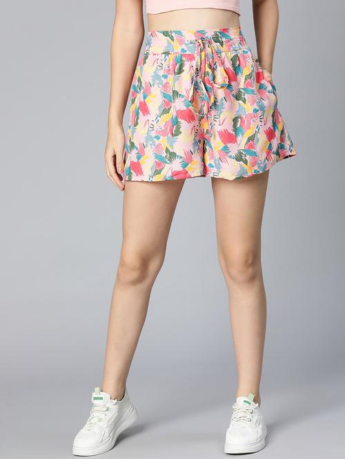 tie front printed tailored short - 18523678 - Very Small Image - 1
