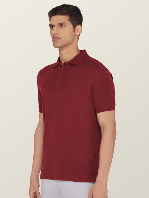 maroon solid polo t-shirt - 18523821 - Very Small Image - 1