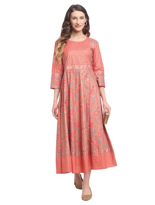 floral print anarkali ethic dress - 18524325 - Very Small Image - 1