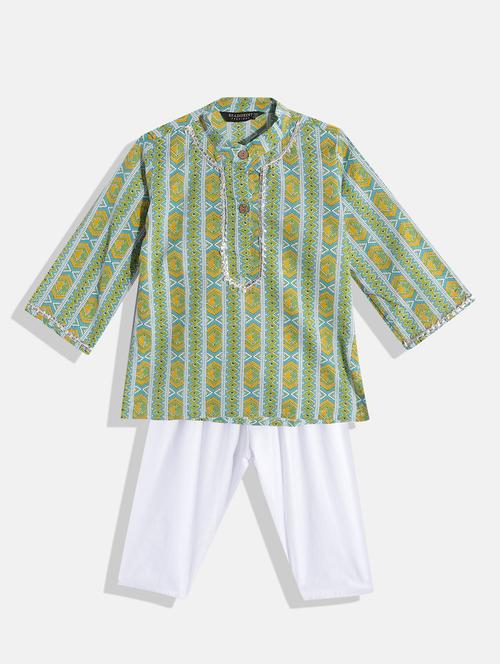 boys multi colored printed kurta pyjama set - 18524446 - Very Small Image - 1