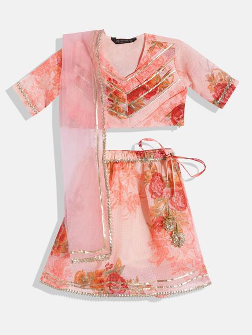 girls gota work lehnga choli with dupatta - 18524489 - Very Small Image - 1