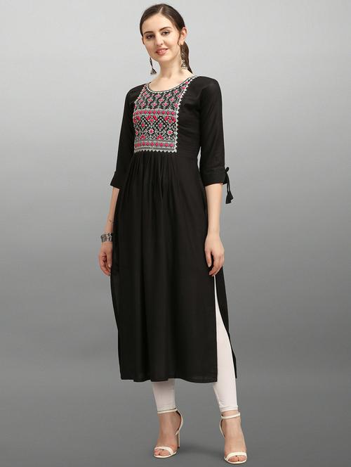 yoke embroidered a-line kurta - 18524536 - Very Small Image - 1