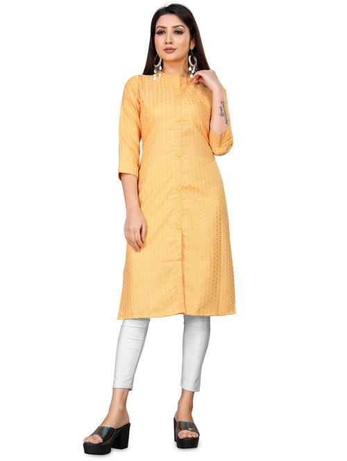 foil print straight kurta - 18524549 - Very Small Image - 1