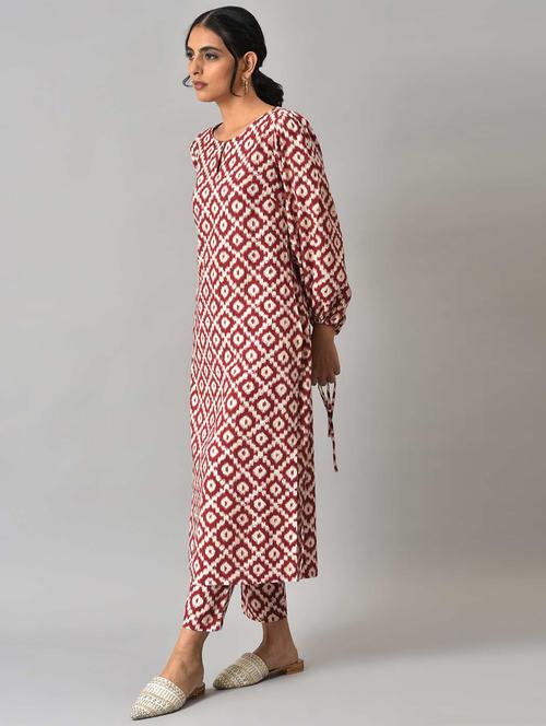 ikat print kurta pant set - 18525464 - Very Small Image - 1