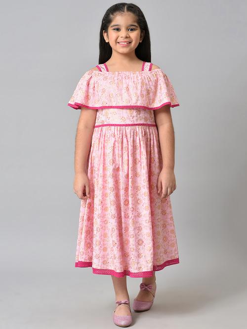 girls printed long frock - 18526165 - Very Small Image - 1