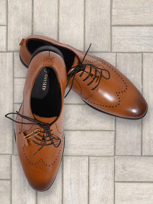 mens tan lace up derby - 18528135 - Very Small Image - 1